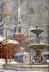 Painting of Park Street at Boston Commons